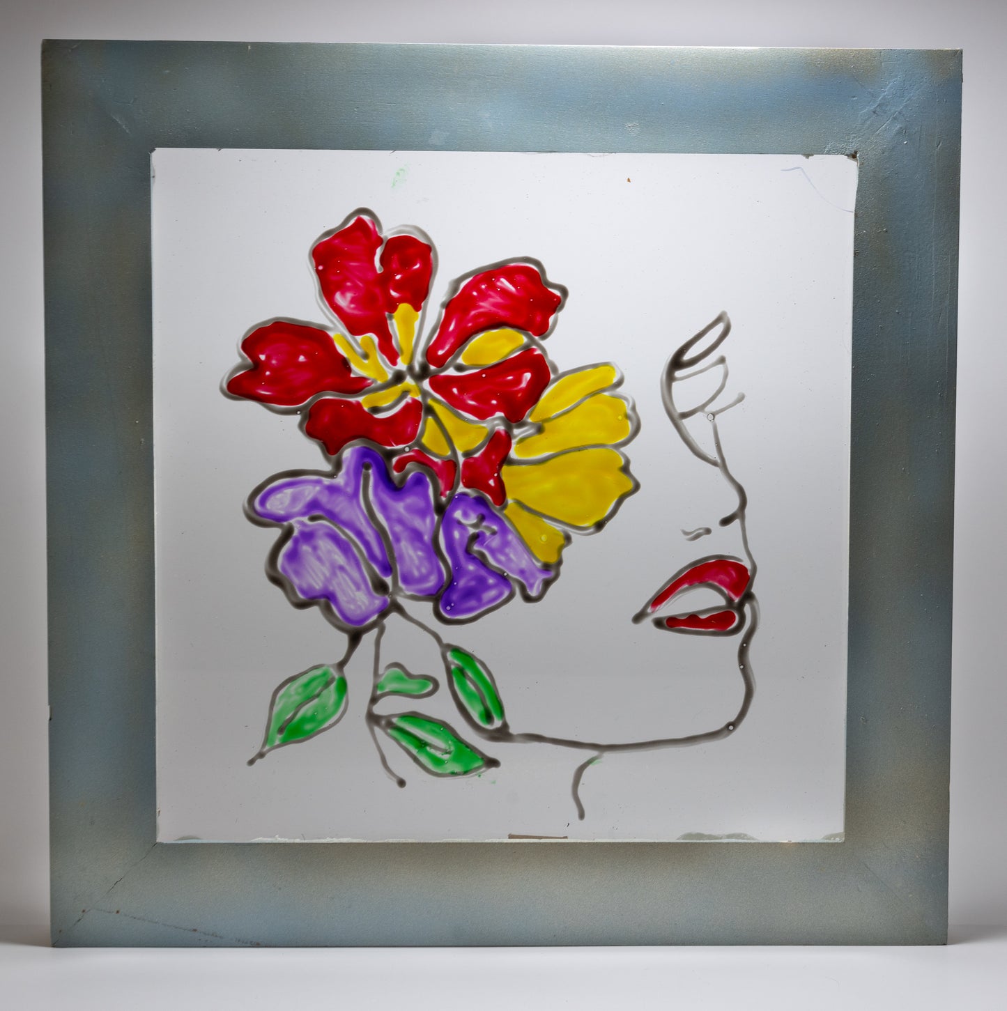 Floral Womans Face Acrylic Paint