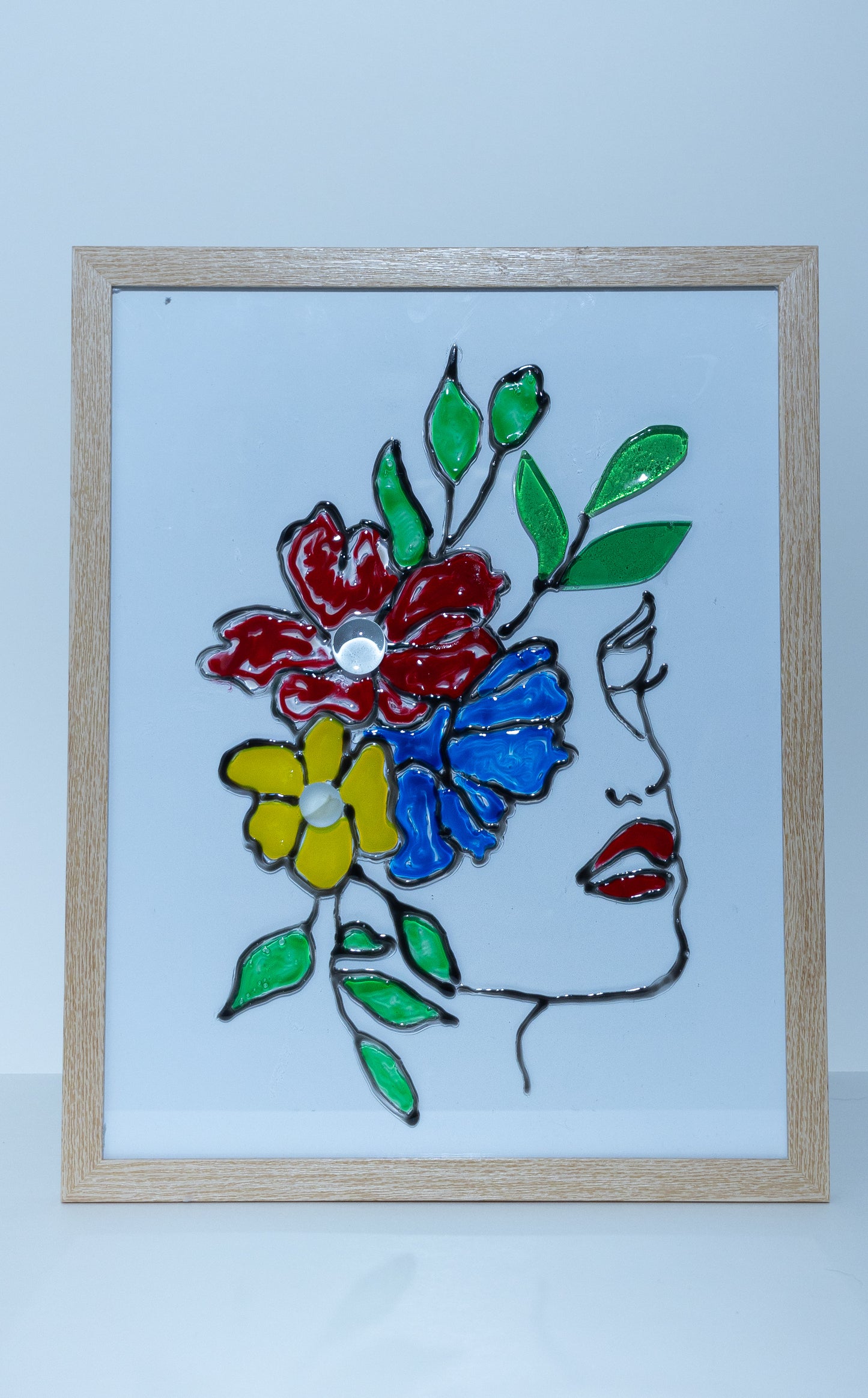 Floral Womans Face Acrylic Paint