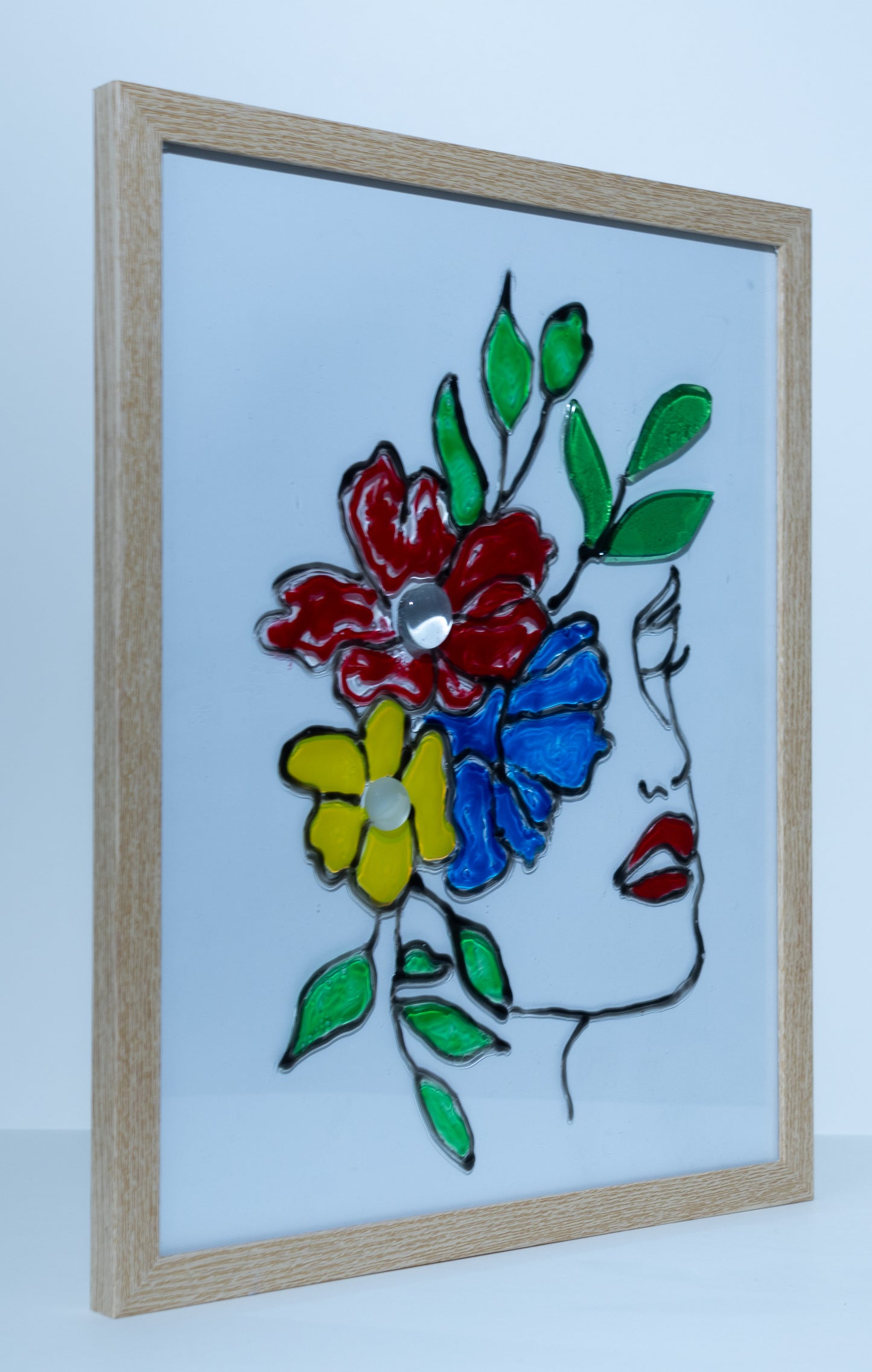 Floral Womans Face Acrylic Paint