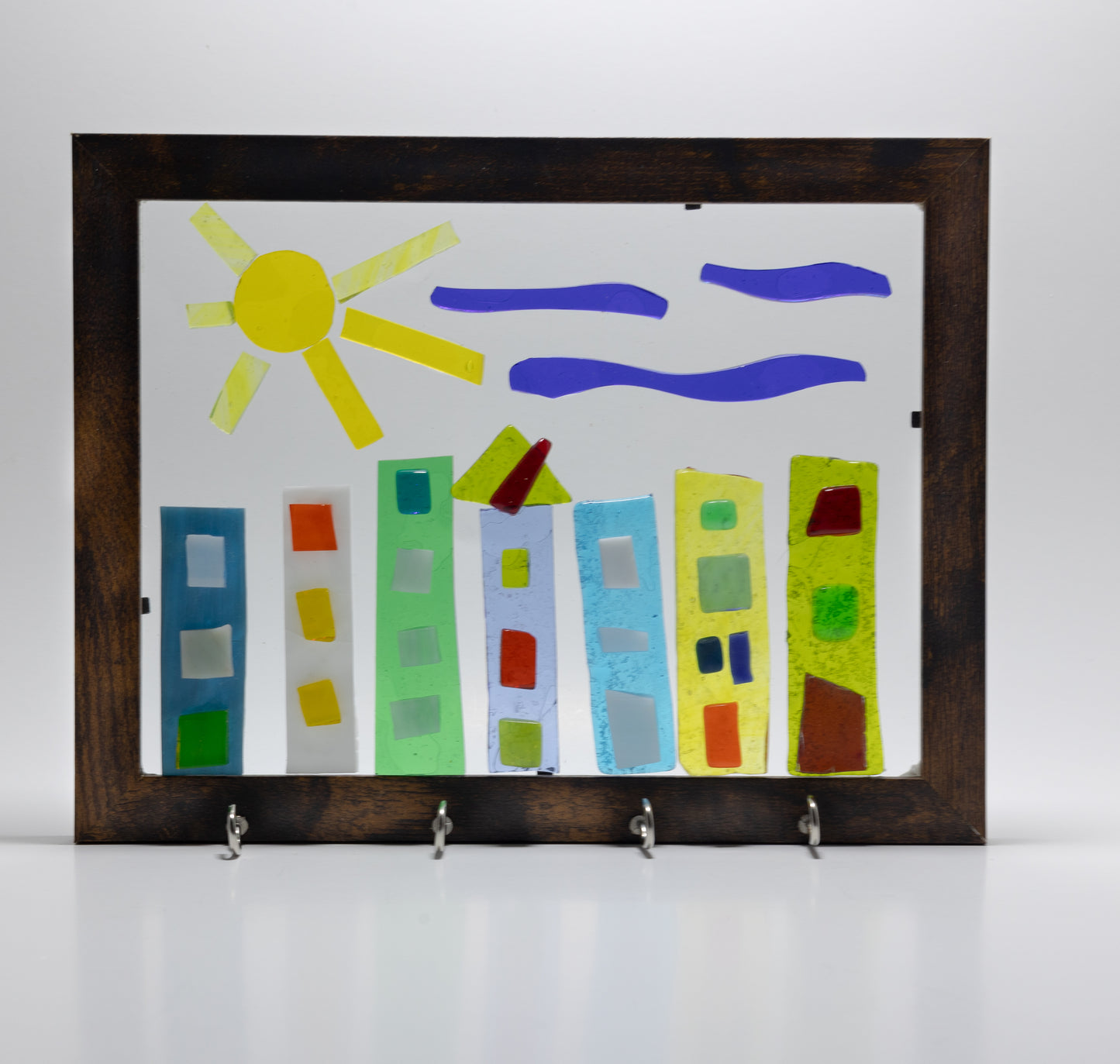 Key Holder Sunny Cityscape Mosaic